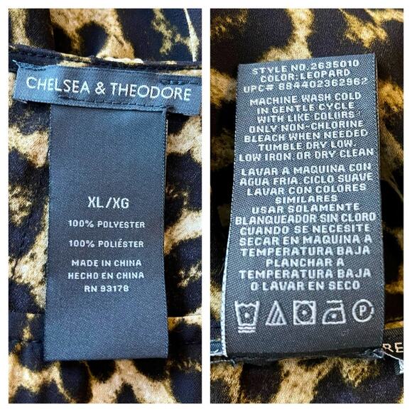 Chelsea & Theodore Tunic Top Short Sleeves Leopard Print Women’s Size XL - Picture 9 of 10